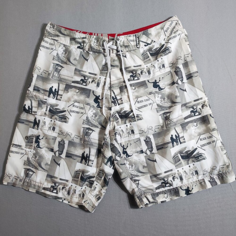 Firefly board short men's size L white and grey colour surfer design pattern